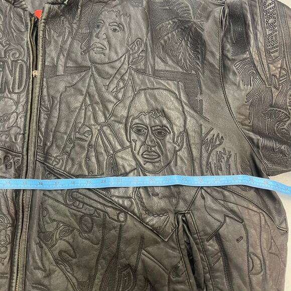 VTG Leather Scarface Movie Jacket Movie Hip Hop Mens 5XL Black Tony Montana - Picture 6 of 7